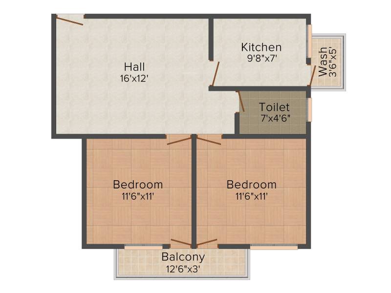 Shriram Colonizers and Developers Kruti Parisar 2BHK+1T (900 sq ft)