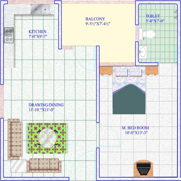 IPG Sez View (1BHK+1T (605 sq ft) 605 sq ft)