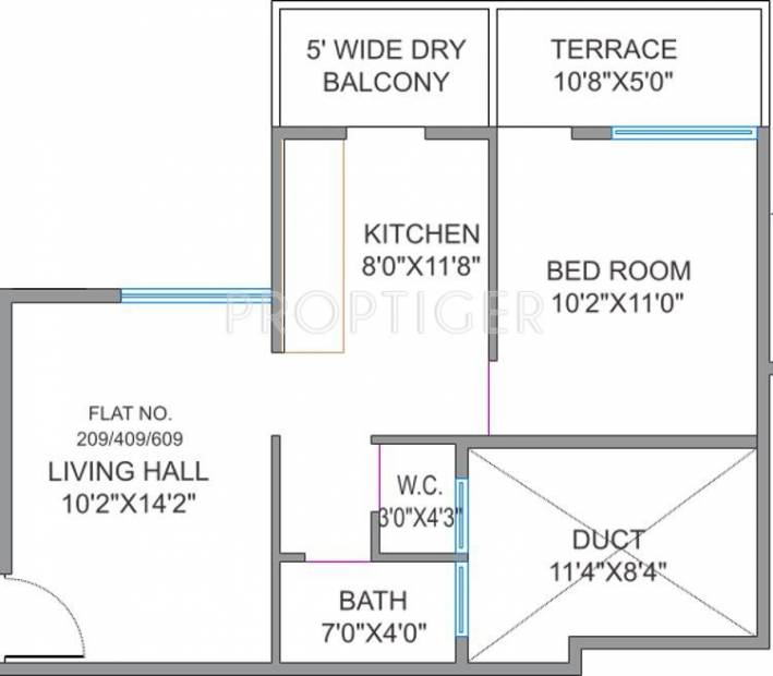 Pristine Palms (1BHK+1T (658 sq ft) 658 sq ft)