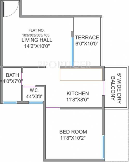 Pristine Palms (1BHK+1T (679 sq ft) 679 sq ft)