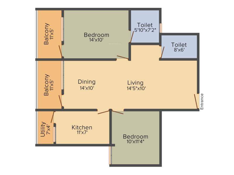 One View MSC Empress (2BHK+2T (1,025 sq ft) 1025 sq ft)