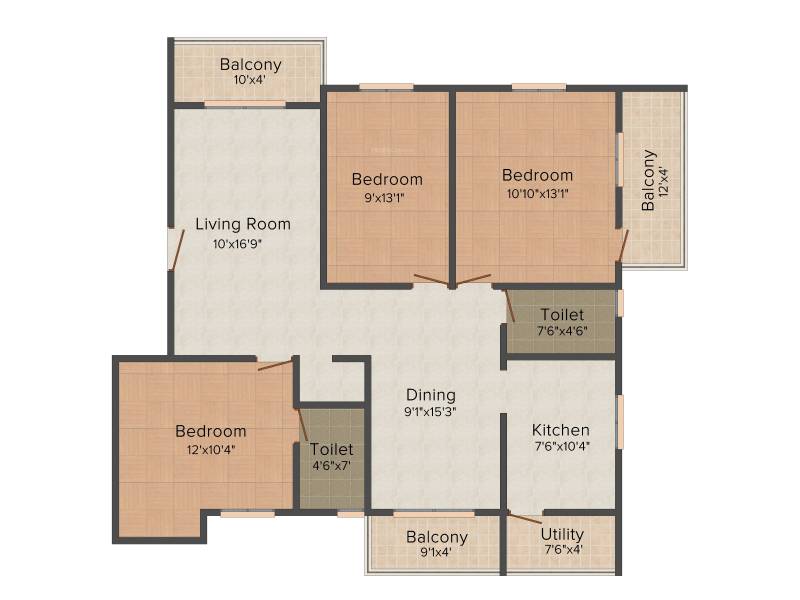 Sowbhagya KCee (3BHK+2T (1,410 sq ft) 1410 sq ft)