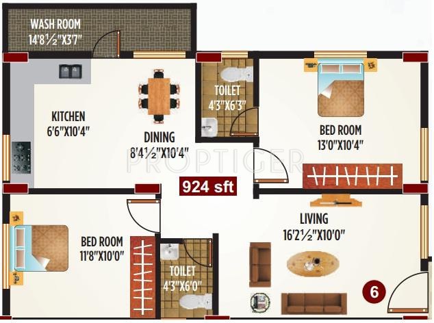 Sriven Exotica (2BHK+2T (924 sq ft) 924 sq ft)