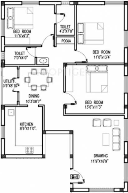 RP Navaratna (3BHK+3T (1,250 sq ft) 1250 sq ft)