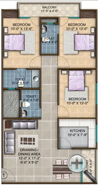 Shivank The Royal Twins (3BHK+3T (1,514 sq ft) 1514 sq ft)