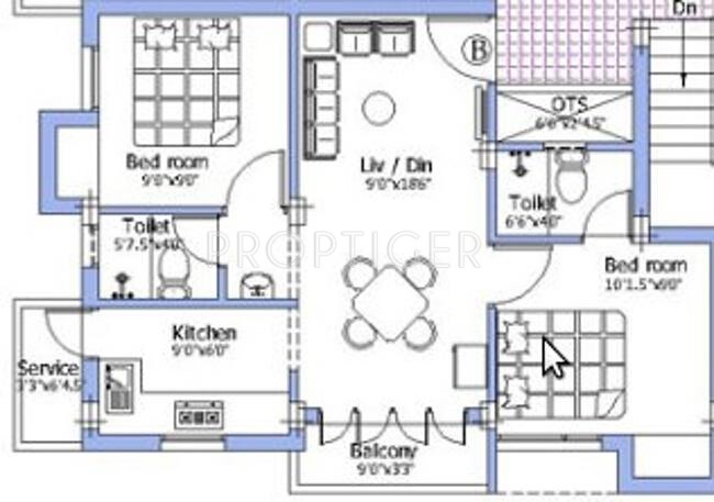 Acchyuthan Triveni Floor Plan (2BHK+1T)