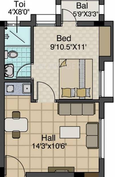 Acchyuthan Sri Koormam (1BHK+1T (474 sq ft) 474 sq ft)