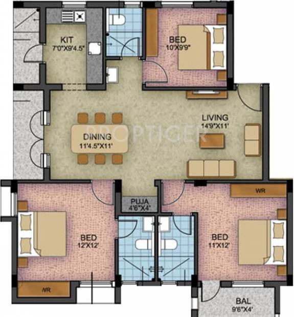 Acchyuthan Matsyam Manor (3BHK+3T (1,417 sq ft) 1417 sq ft)