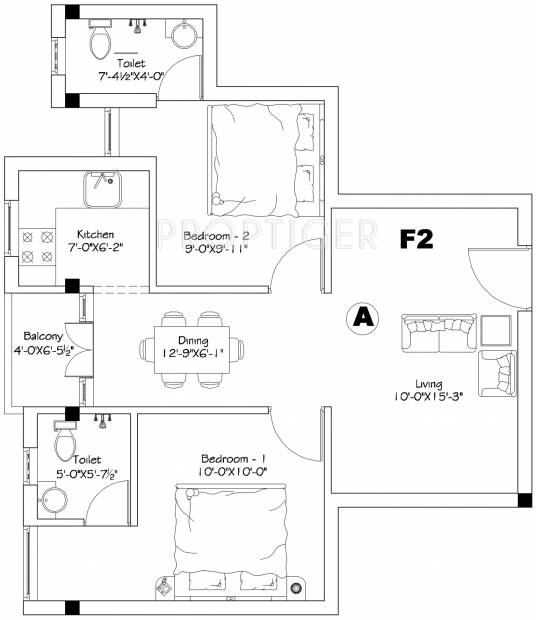 AGP Shreesham (2BHK+2T (832 sq ft) 832 sq ft)