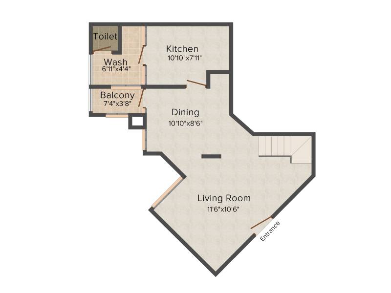 Trinity Mercury (2BHK+2T (1,368 sq ft) + Servant Room 1368 sq ft)
