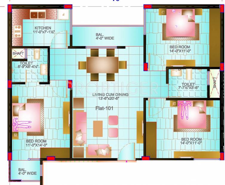Bahubali Residency 1 (3BHK+2T (1,412 sq ft) 1412 sq ft)