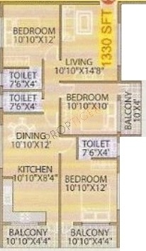 Bilad Willow (3BHK+3T (1,330 sq ft) 1330 sq ft)