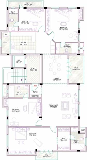 Acchyuthan Sai Sabari Floor Plan (4BHK+4T)