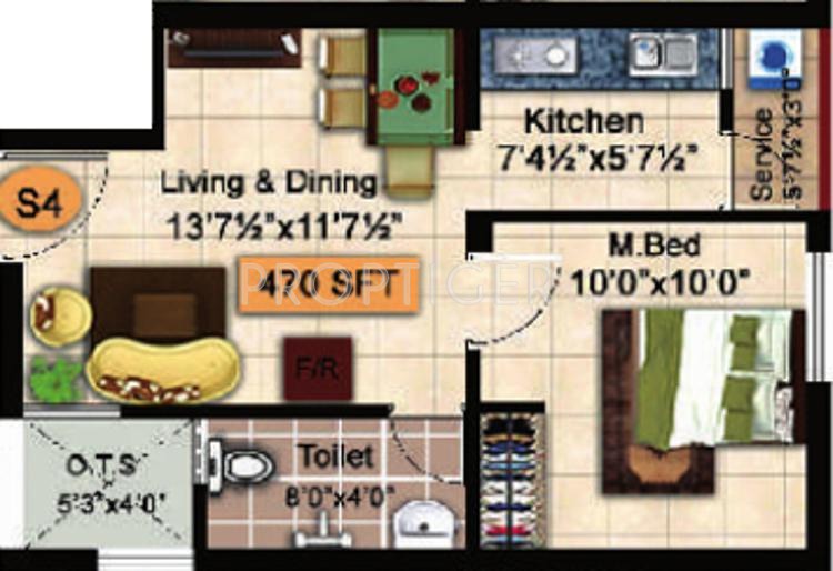StepsStone Krishu (1BHK+1T (470 sq ft) 470 sq ft)