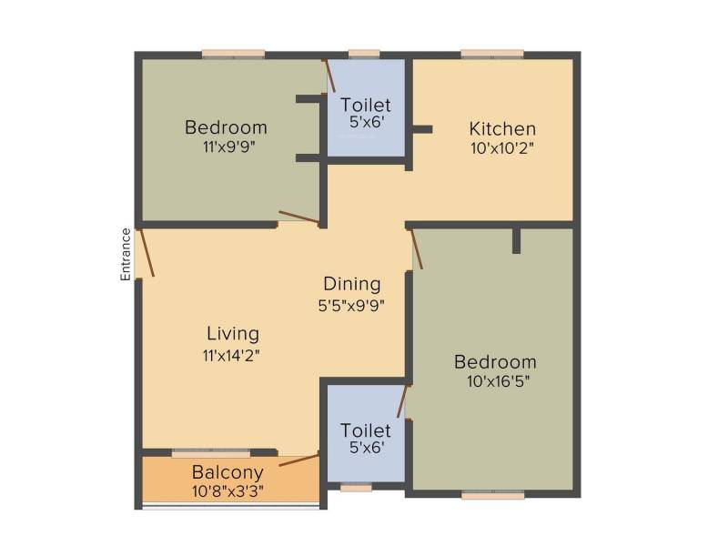 Mehta Kuber (2BHK+2T (972 sq ft) 972 sq ft)