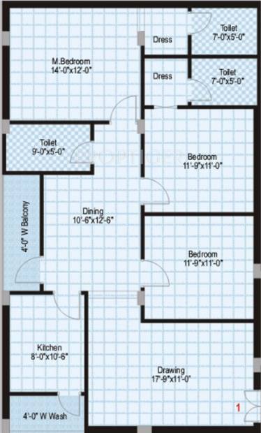 Technopolis Solitaire Lake View (3BHK+3T (1,550 sq ft) 1550 sq ft)