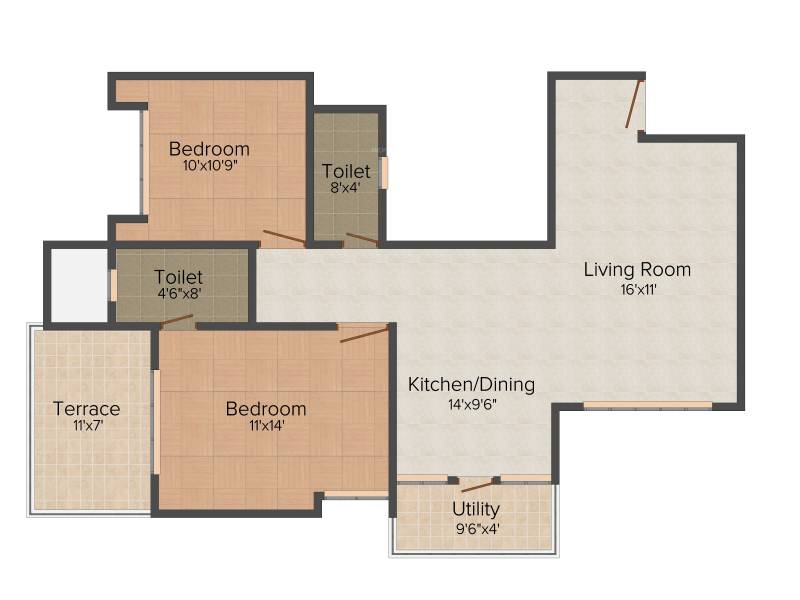 ACME Aureli (2BHK+2T (1,000 sq ft) 1000 sq ft)