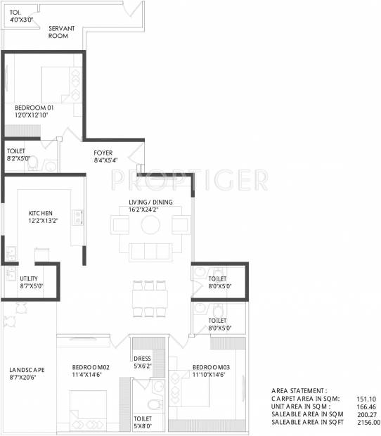Unishire Spacio (3BHK+4T (2,156 sq ft) 2156 sq ft)