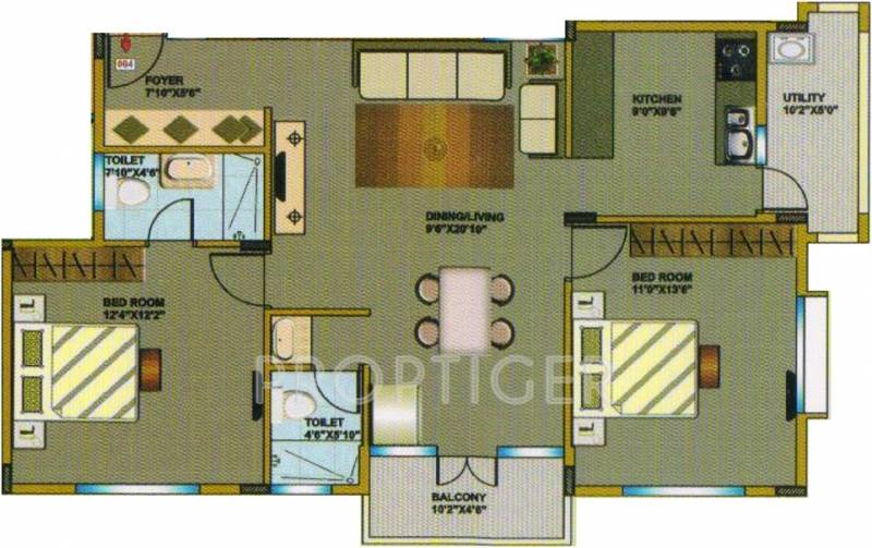 Metro VMK Medows (2BHK+2T (1,132 sq ft) 1132 sq ft)