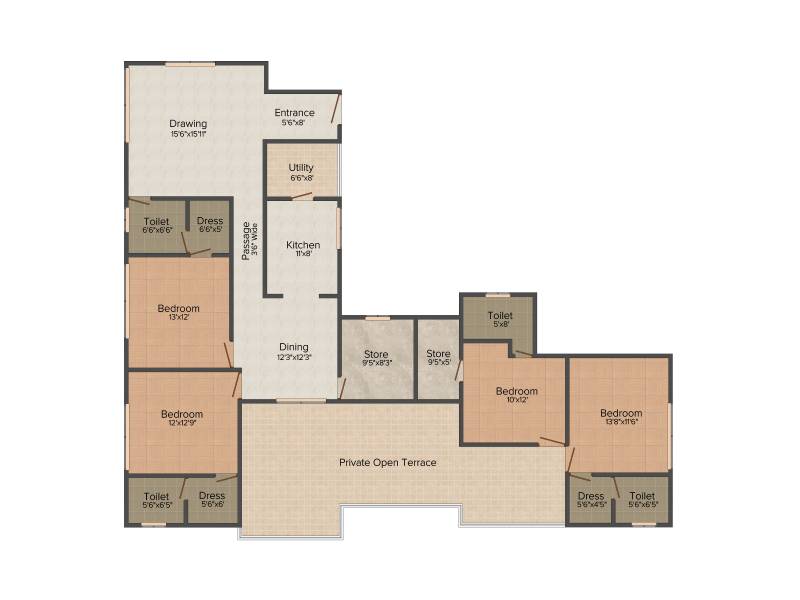 Rhombus Infrastructure The Prakriti Heights 4BHK+4T (2,813 sq ft)