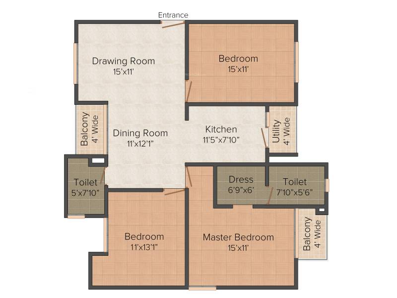 Spring Greens Phase 1 (3BHK+2T (1,450 sq ft) 1450 sq ft)