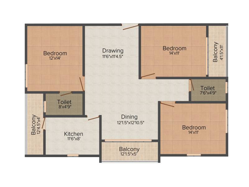 Sahiti Siri Signature (3BHK+2T (1,615 sq ft) 1615 sq ft) Sahiti Siri Signature (3BHK+2T (1,615 sq ft) 1615 sq ft)