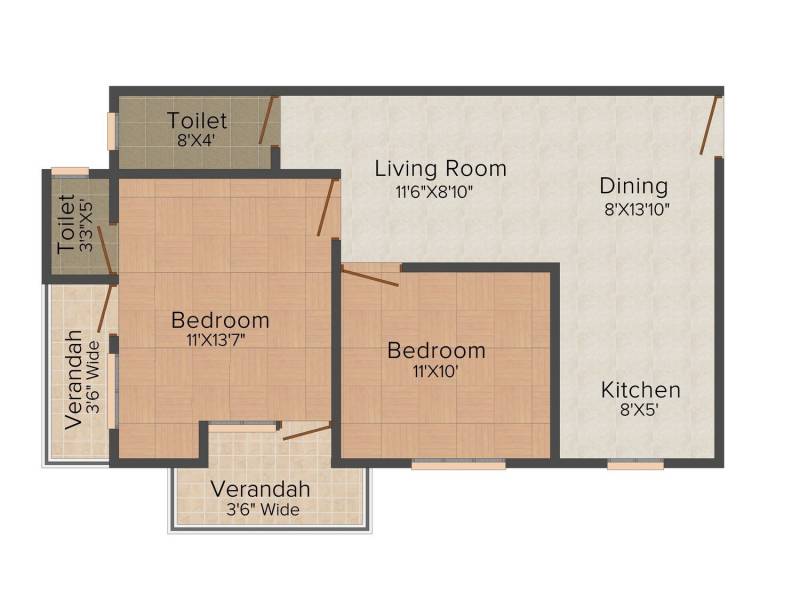 SK Royal Complex (2BHK+2T (873 sq ft) 873 sq ft)