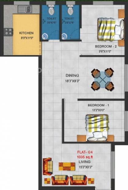 Four Yonkers Square (2BHK+2T (1,035 sq ft) 1035 sq ft)