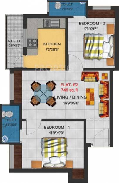 Four Yonkers Square (2BHK+2T (746 sq ft) 746 sq ft)