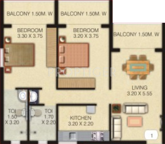 Talak Aleesha Residency (2BHK+2T (1,044 sq ft) 1044 sq ft)