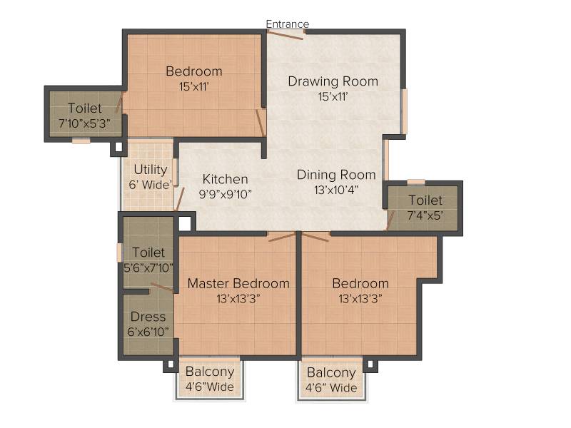 Spring Greens Phase 1 (3BHK+3T (1,569 sq ft) 1569 sq ft)