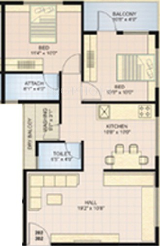 Shree Ganesh Constructions Aastha Floor Plan (2BHK+2T)