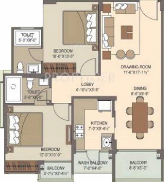 Sun Springfields (2BHK+2T (1,103 sq ft) 1103 sq ft)