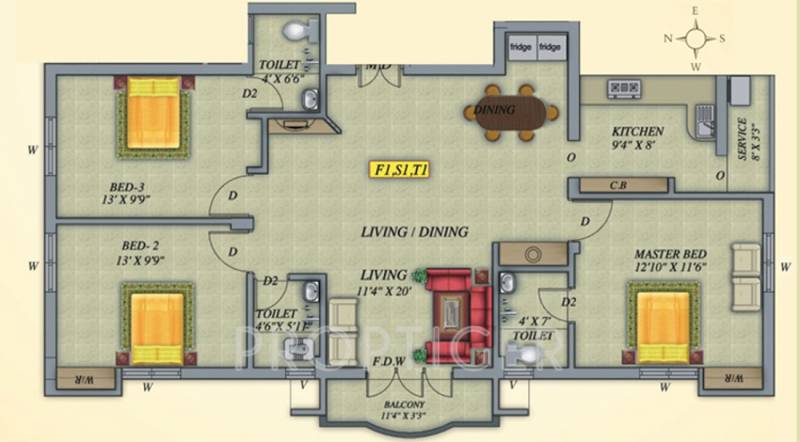 Marutham Florence (3BHK+3T (1,415 sq ft) 1415 sq ft)