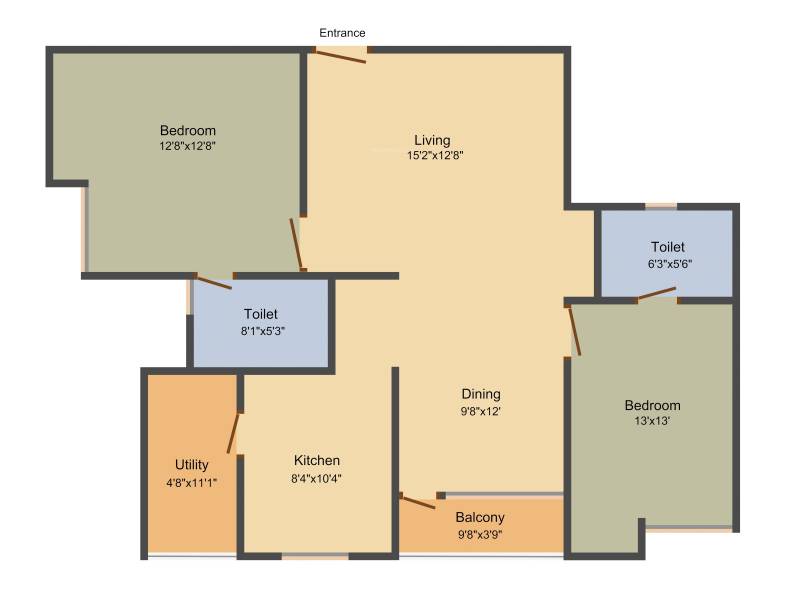 Sreerosh Athena 2BHK+2T (1,275 sq ft)