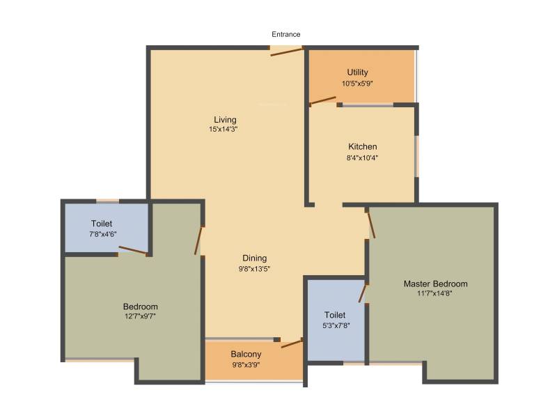 Sreerosh Athena 2BHK+2T (1,355 sq ft)