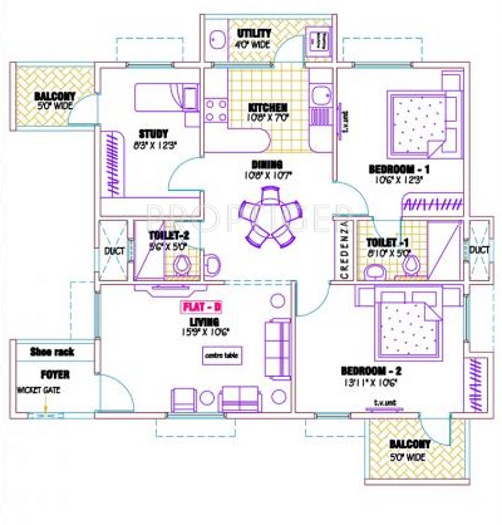 Ramaniyam Gauravv Ph 2 Block II (3BHK+2T (1,316 sq ft) 1316 sq ft)