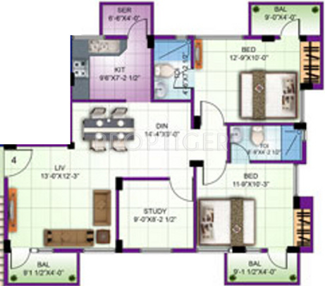LMH St Marys (2BHK+2T (1,206 sq ft) + Study Room 1206 sq ft)