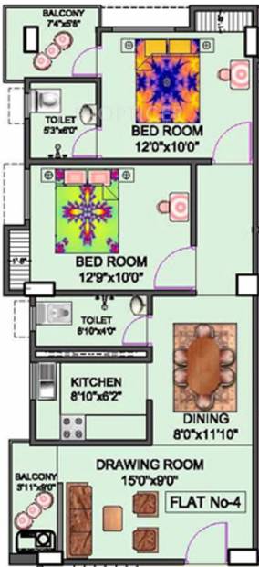 Niagaree Joha Complex (2BHK+2T (1,010 sq ft) 1010 sq ft)