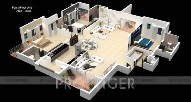 BR Property Developers Private Limited Odessey (3BHK+3T (2,855 sq ft) + Study Room 2855 sq ft)