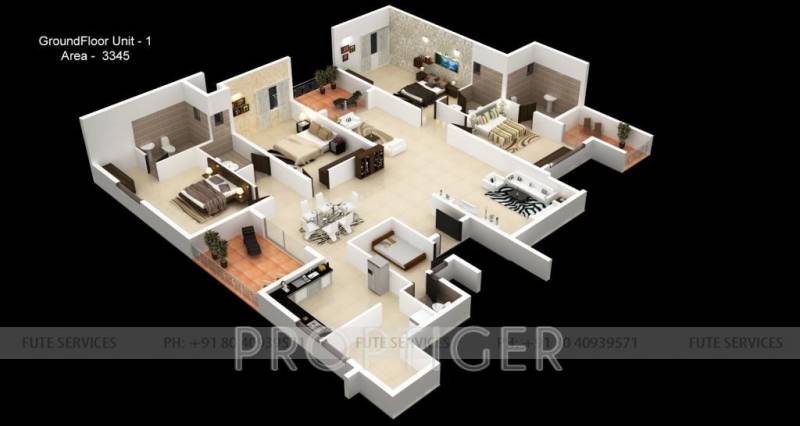 BR Property Developers Private Limited Odessey (4BHK+3T (3,345 sq ft) + Study Room 3345 sq ft)