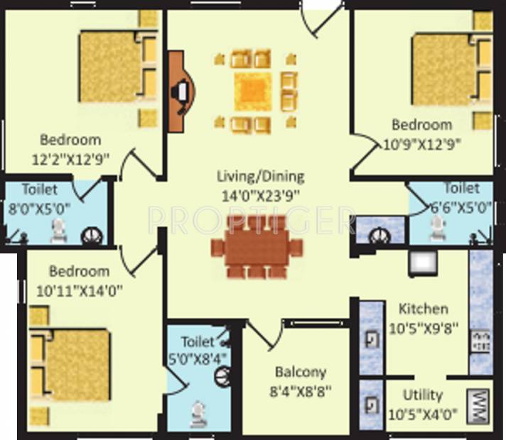 Sreevatsa Sri Lakshmi (3BHK+3T (1,550 sq ft) 1550 sq ft)