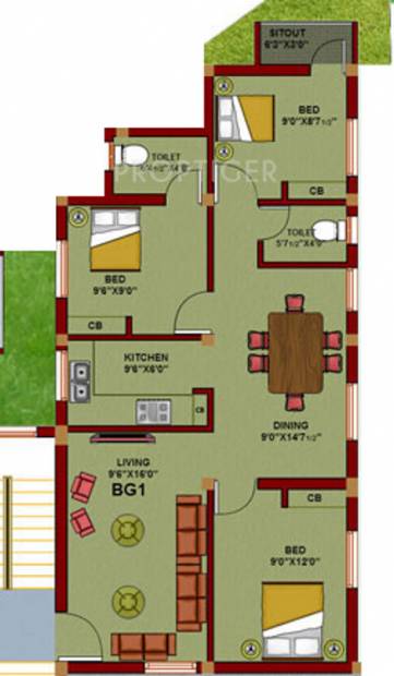 Aashriwad Serene (3BHK+3T (1,055 sq ft) 1055 sq ft)