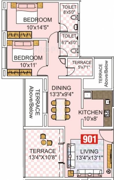 Kumar Surabhi (2BHK+2T (1,175 sq ft) 1175 sq ft)