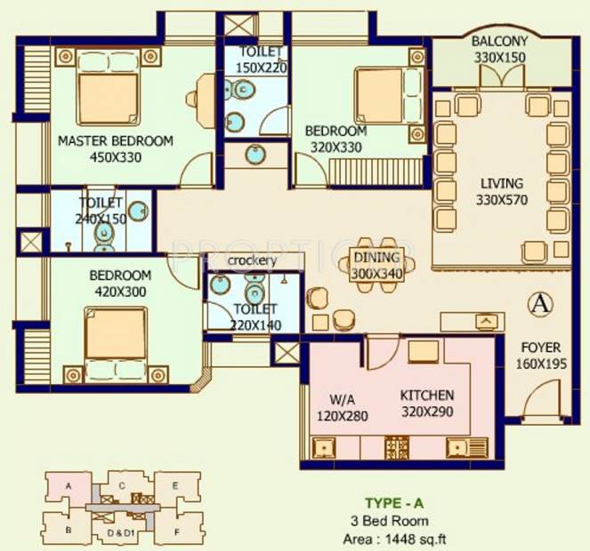  Golden Heaven (3BHK+3T (1,448 sq ft) 1448 sq ft)