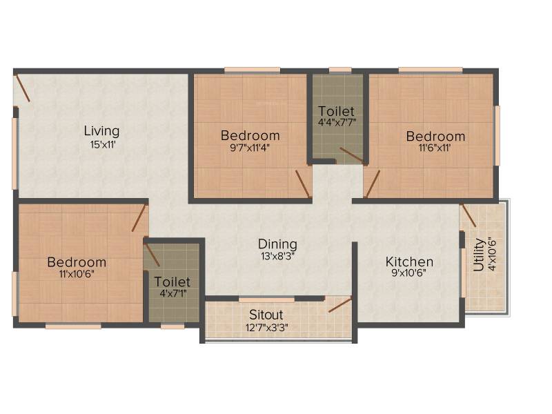 Asvini Kuberan (3BHK+2T (1,155 sq ft) 1155 sq ft)