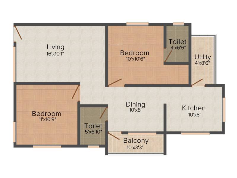 Asvini Kuberan (2BHK+2T (922 sq ft) 922 sq ft)