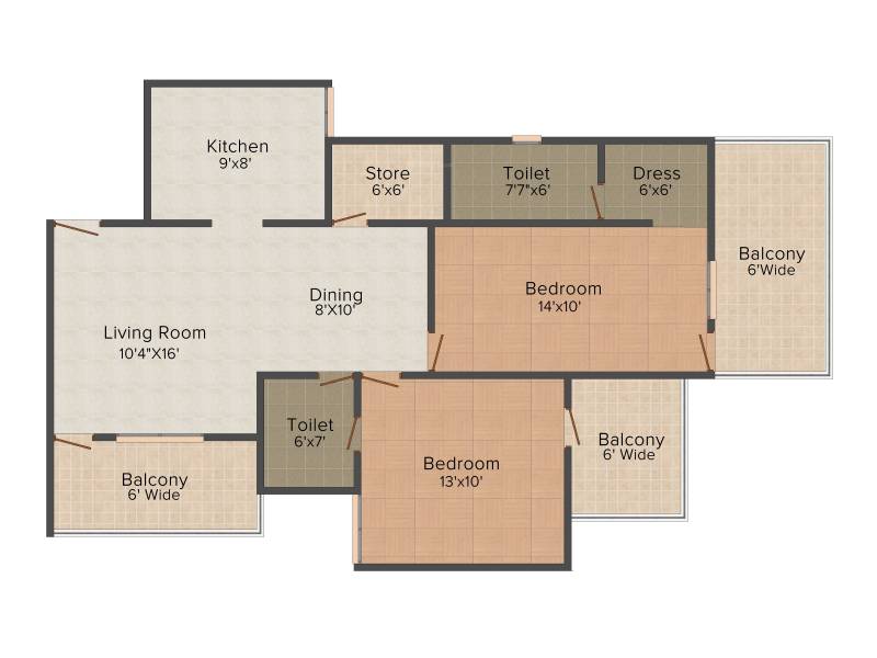 Bir Developers And Promoters Tulip Heights (2BHK+2T (1,212 sq ft) 1212 sq ft)