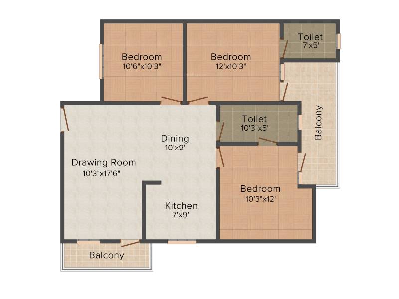 Mohan Enclave (3BHK+2T (1,254 sq ft) 1254 sq ft)