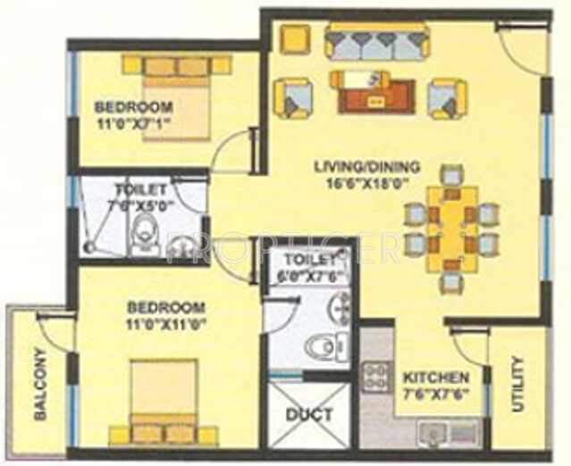 Koncept Shelters Nest Floor Plan (2BHK+2T)